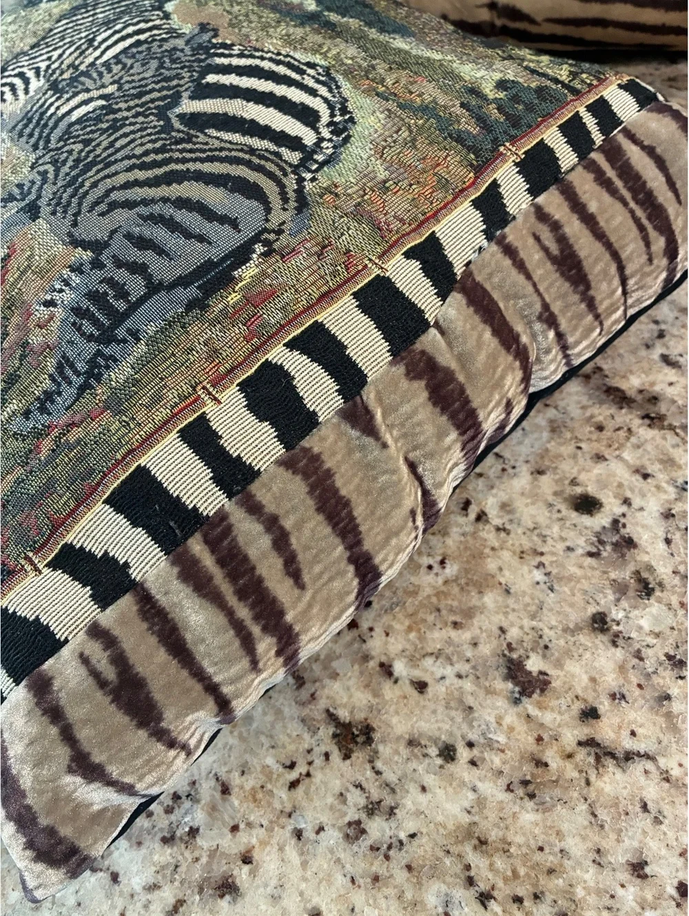 Vintage Zebra Tapestry Pillow 20x16 Safari Animal Print